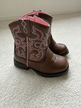 Toddler Brown and Pink Cowboy Boots